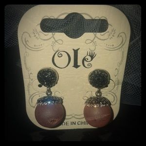 Beautiful black sparkly brown stone earrings